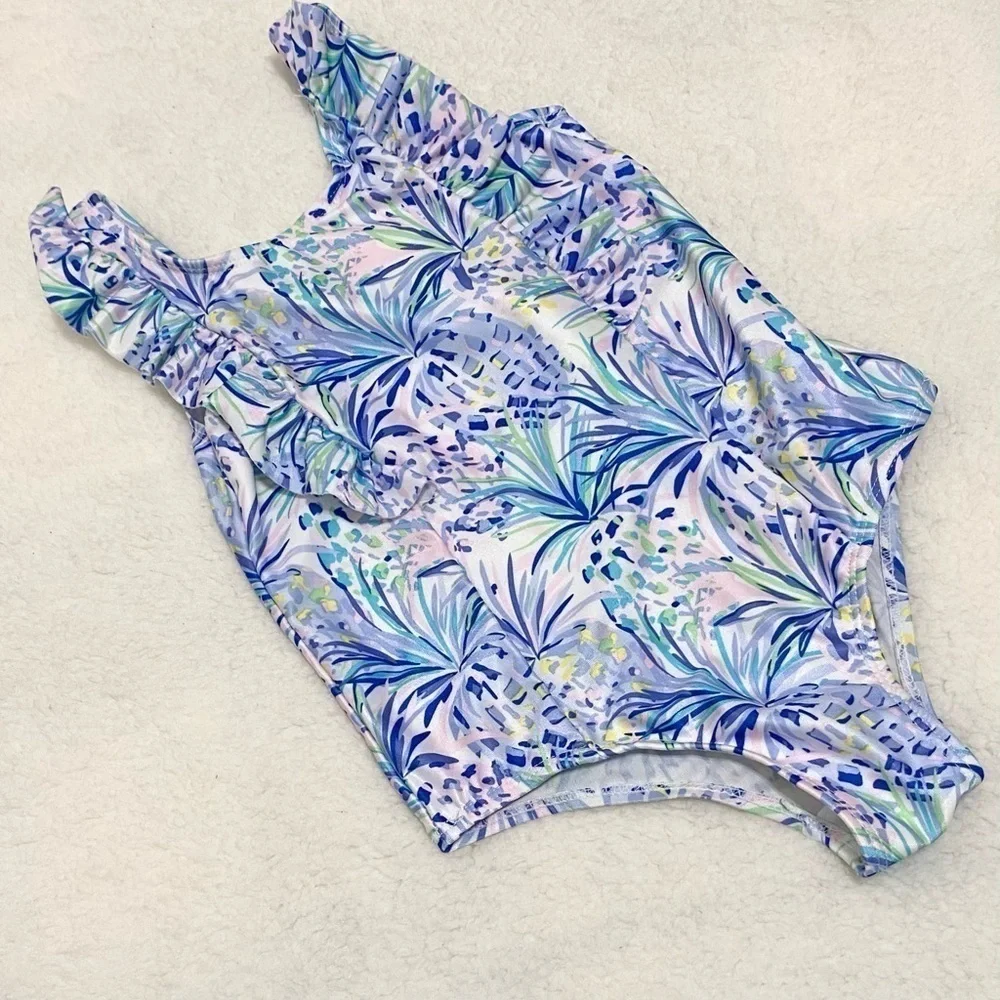 Tommy Bahama abstract pineapple print one piece   blue, lavender, pink,  m 7 8